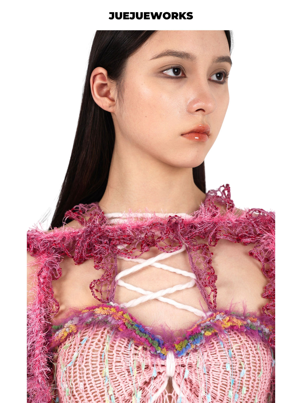 JUEJUEWORKS Princess Puff Sleeve Jacket, Original Spring High-Stretch Handmade Yarn Knit