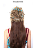 JUEJUEWORKS Brown Fluffy Ear Hat, Stylish Fuzzy Warm Earflap Hat, High-Stretch Handmade Yarn Knit