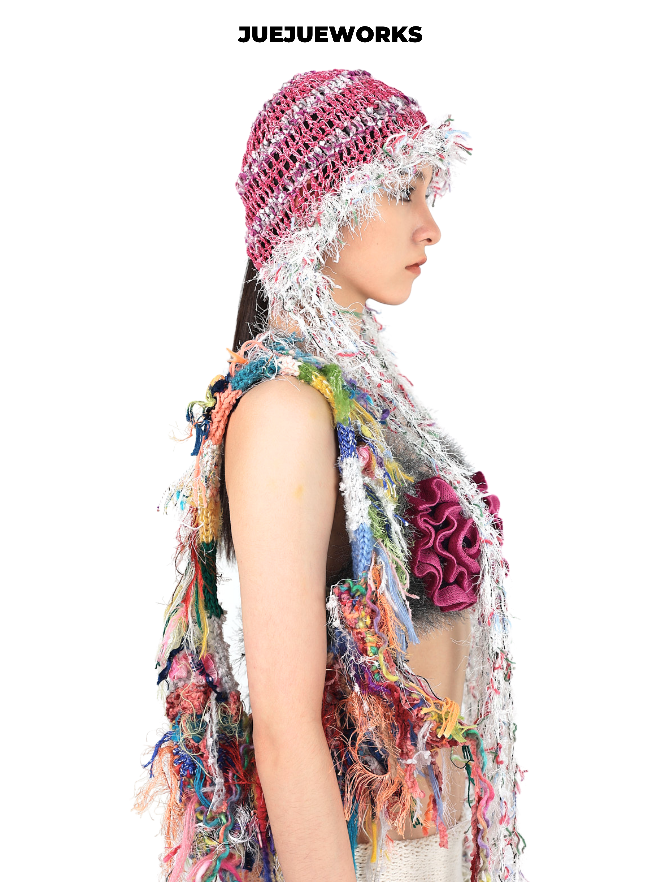 JUEJUEWORKS Pink Jellyfish Hat, Original Versatile Spring Summer Handmade Yarn Knit