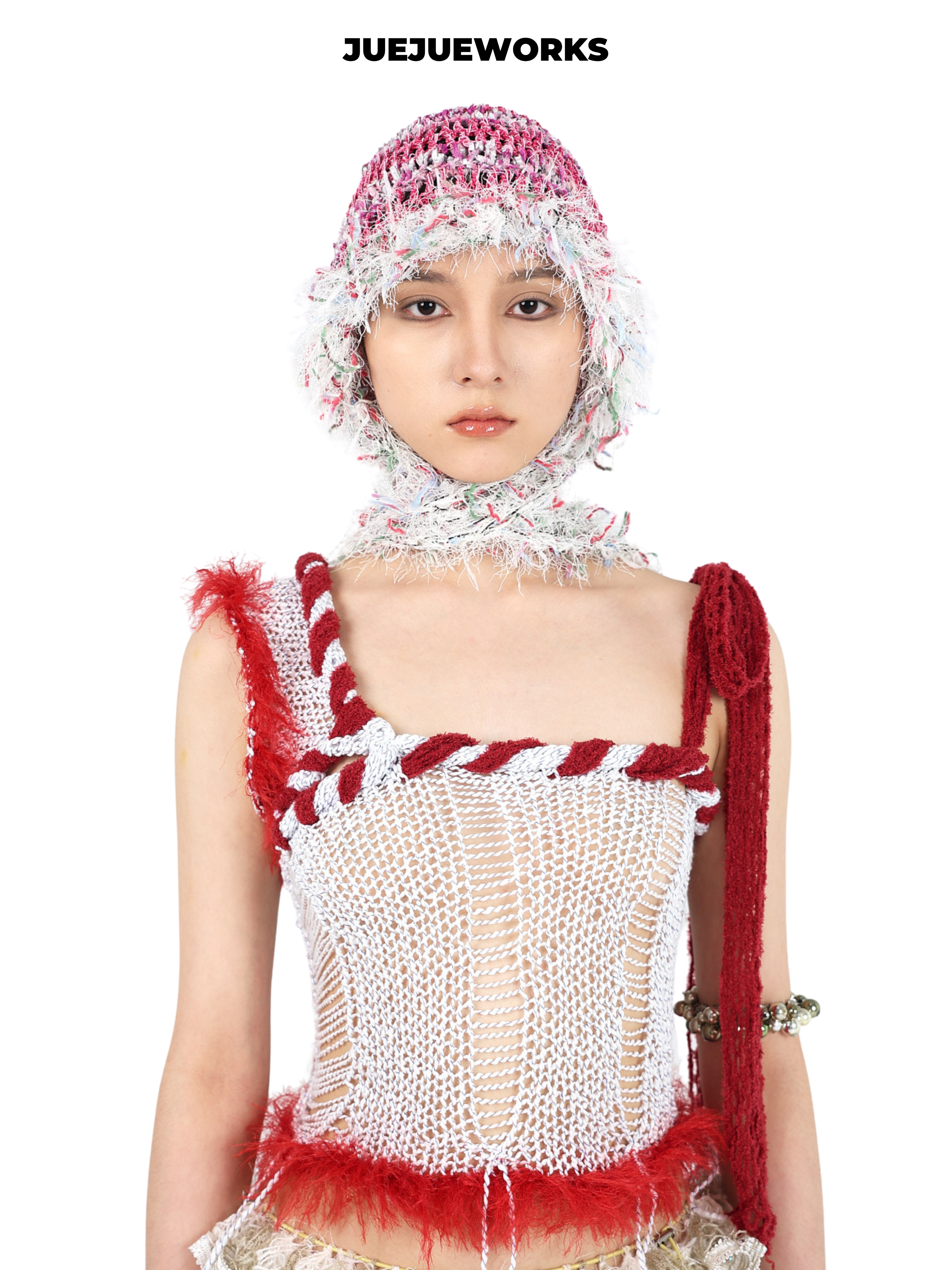 JUEJUEWORKS Pink Jellyfish Hat, Original Versatile Spring Summer Handmade Yarn Knit