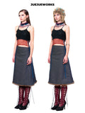 JUEJUEWORKS Furry Collar Neck Warmer Cami Vest, Side Lace-Up Waist Handmade Knit Crop Top